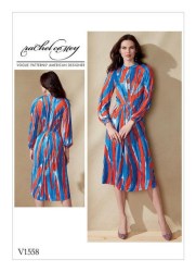 1558 VOGUE RACHEL COMEY RAGLAN SLEEVE STRETCH KNIT DRESS PATTERN 6-14, 14-22 NEW